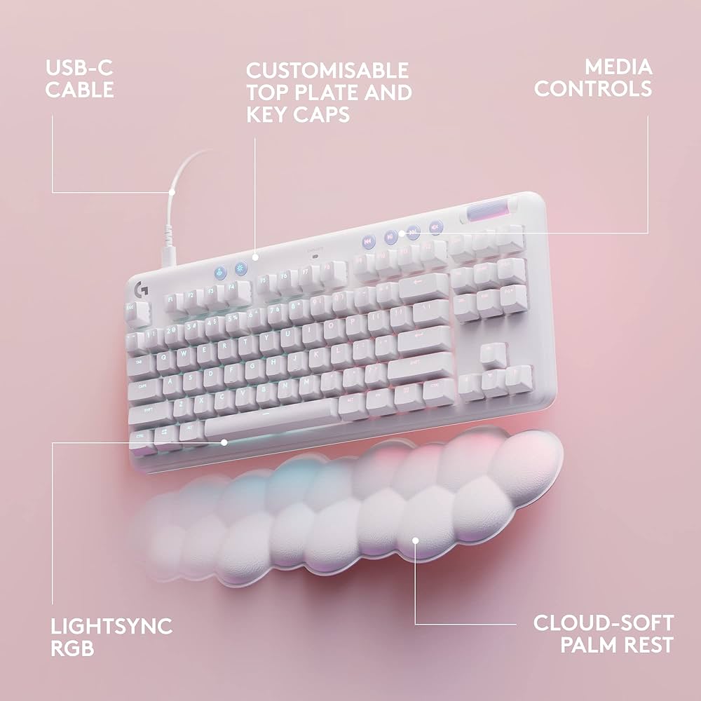 Logitech G713 Wired TKL Mechanical Gaming Keyboard – White Mist